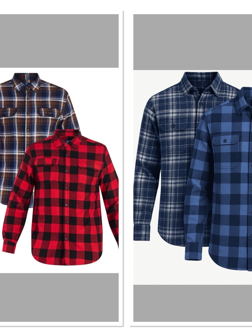 George Men's Plaid Button-Down Shirt - Red/Black, Blue/Navy, Brown/Tan